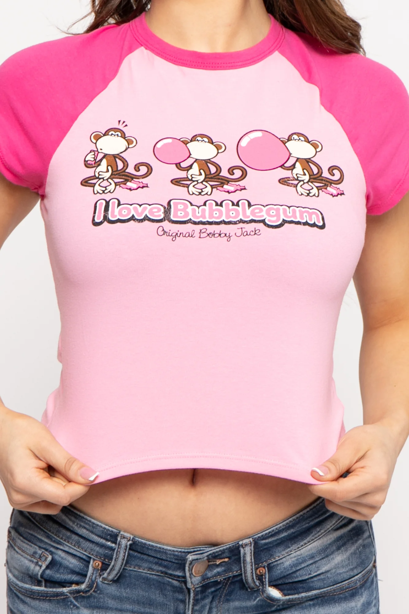 Bubblegum - Bobby Jack Crop Raglan Top - Pink - Image 4