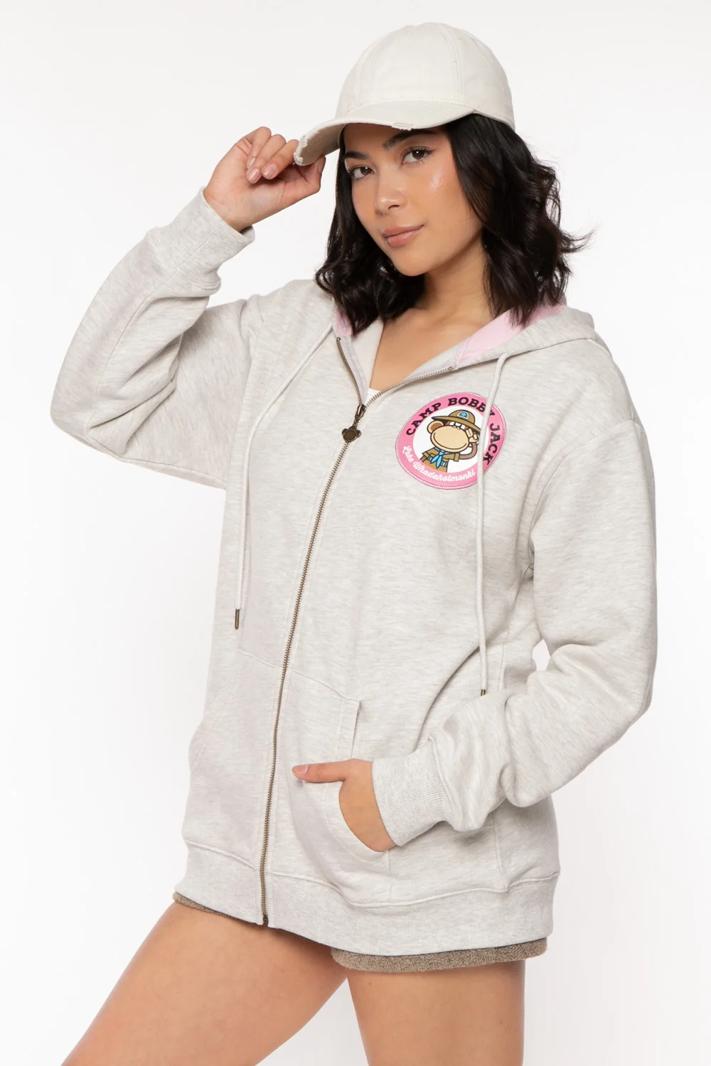 Camp - Bobby Jack Oversized Premium Zip Hoodie - Heather Grey - Image 13