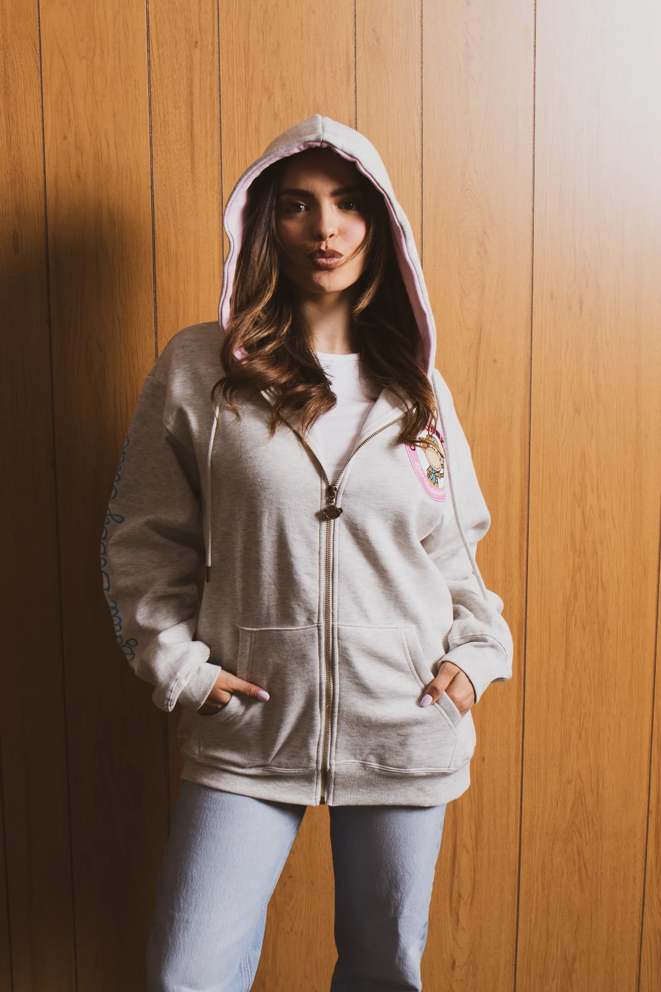 Camp - Bobby Jack Oversized Premium Zip Hoodie - Heather Grey - Image 3