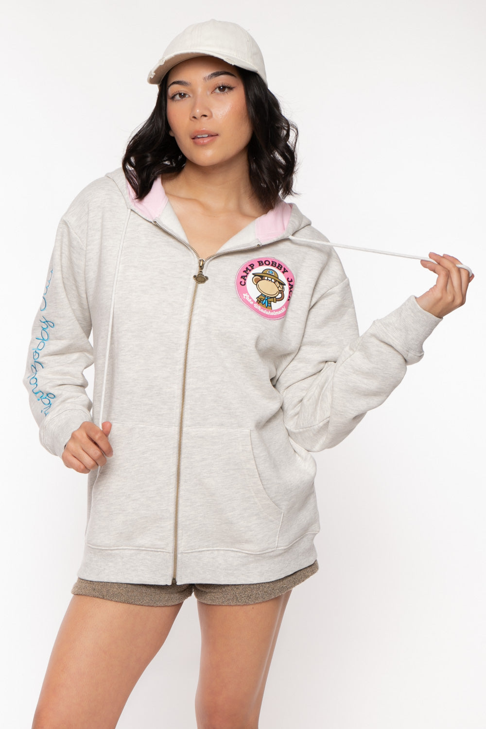 Camp - Bobby Jack Oversized Premium Zip Hoodie - Heather Grey - Image 7