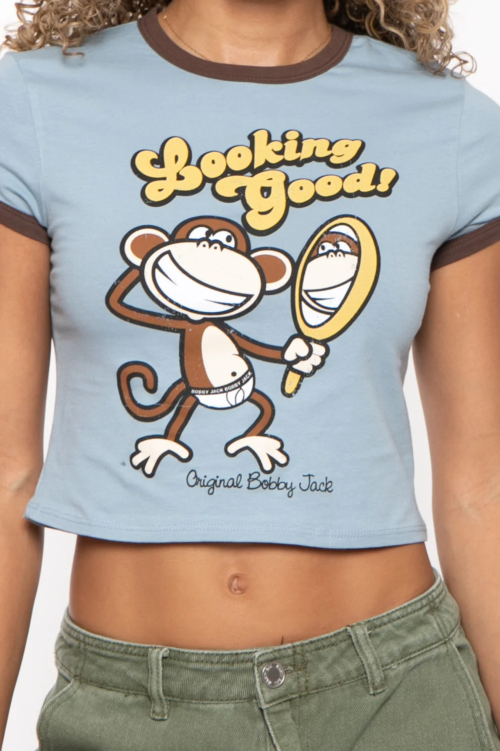 Looking Good - Bobby Jack Crop Ringer Top - Blue - Image 4