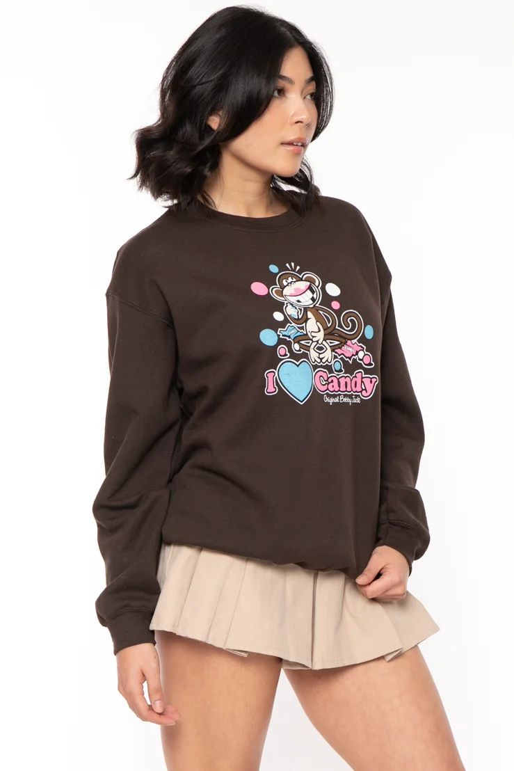 I Love Candy - Bobby Jack Crew Sweatshirt - Brown - Image 4