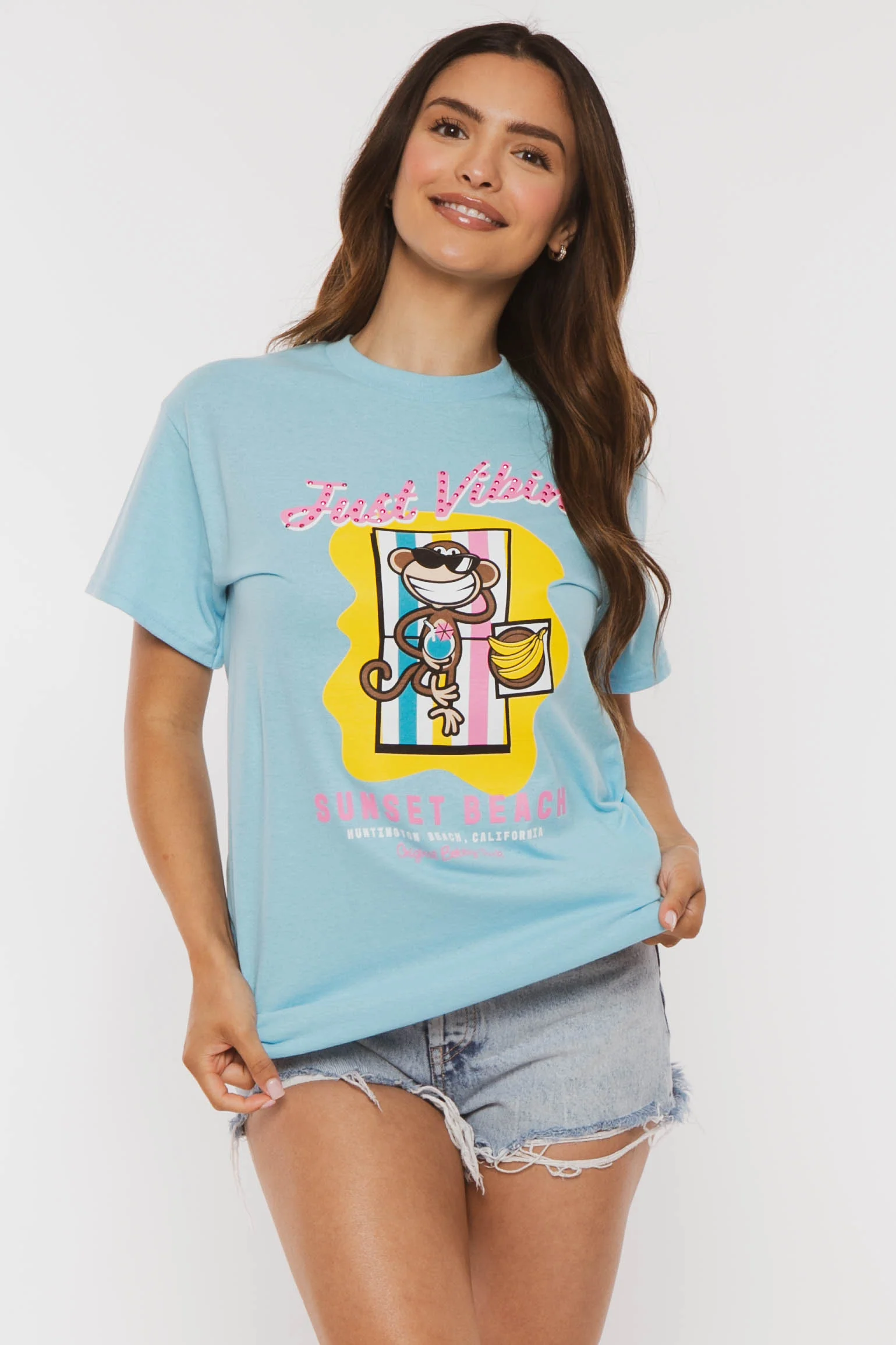 Just Vibin - Bobby Jack Boyfriend Rhinestone T-Shirt -Blue - Image 6