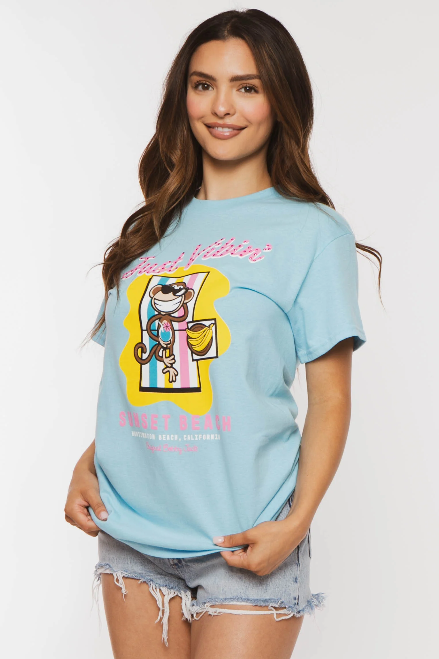 Just Vibin - Bobby Jack Boyfriend Rhinestone T-Shirt -Blue - Image 7