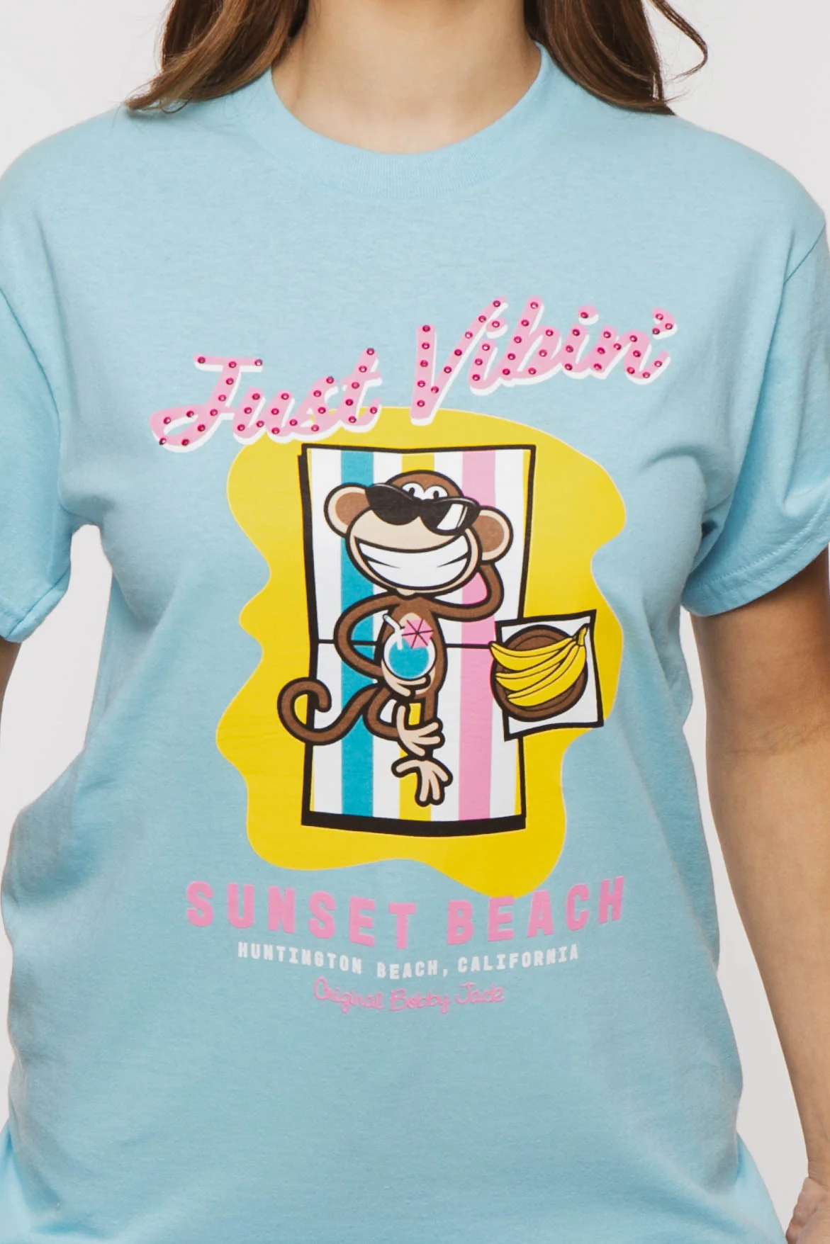 Just Vibin - Bobby Jack Boyfriend Rhinestone T-Shirt -Blue - Image 8