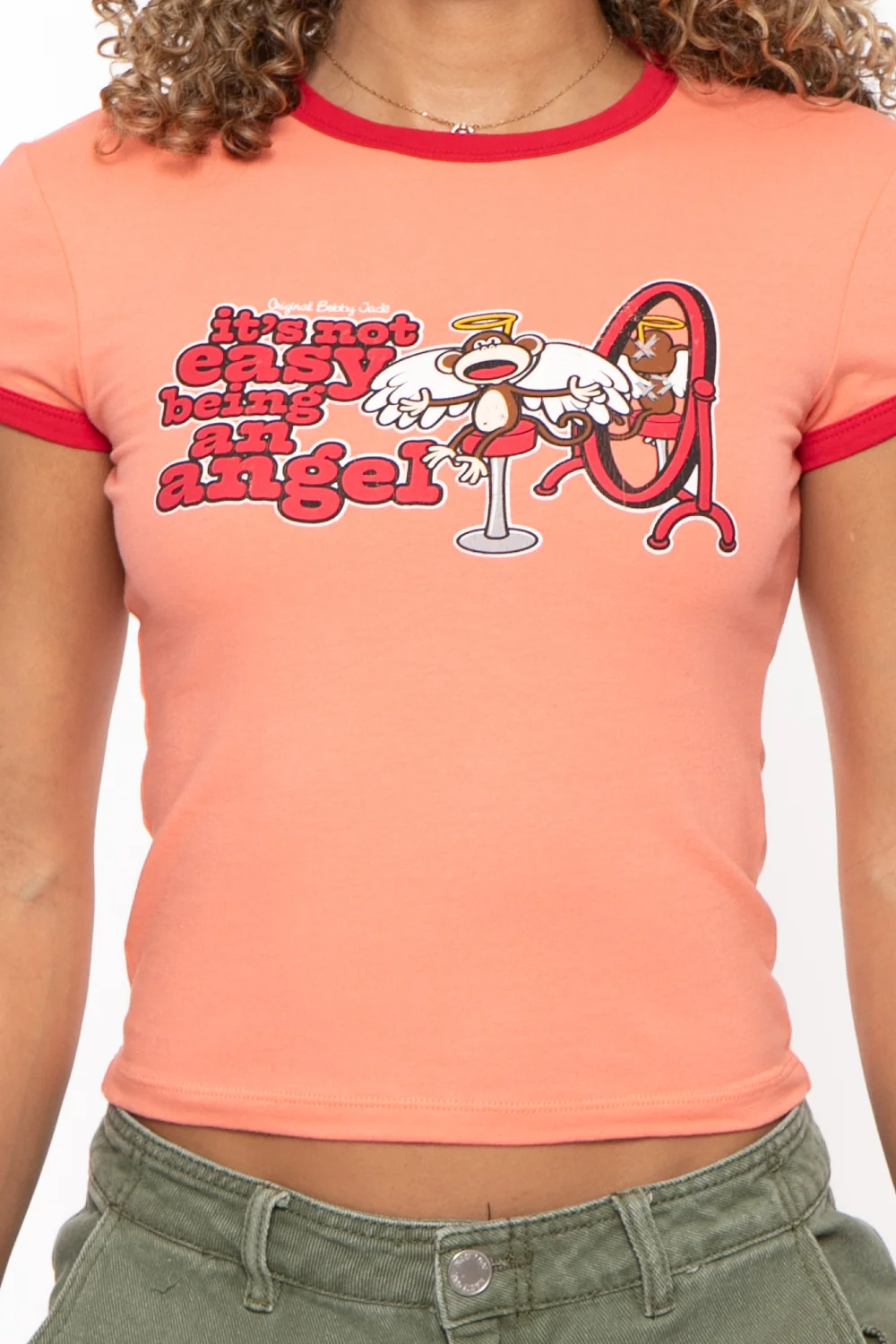 Being An Angel - Bobby Jack Ringer Top - Peach - Image 4