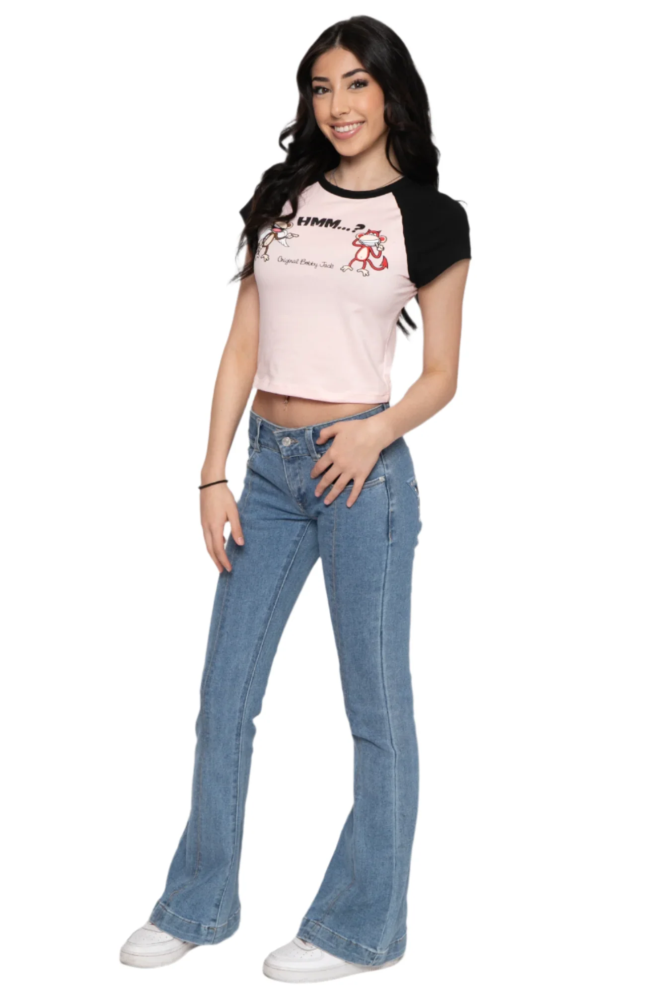 Angel Devil - Bobby Jack Crop Raglan Top - Pink - Image 3