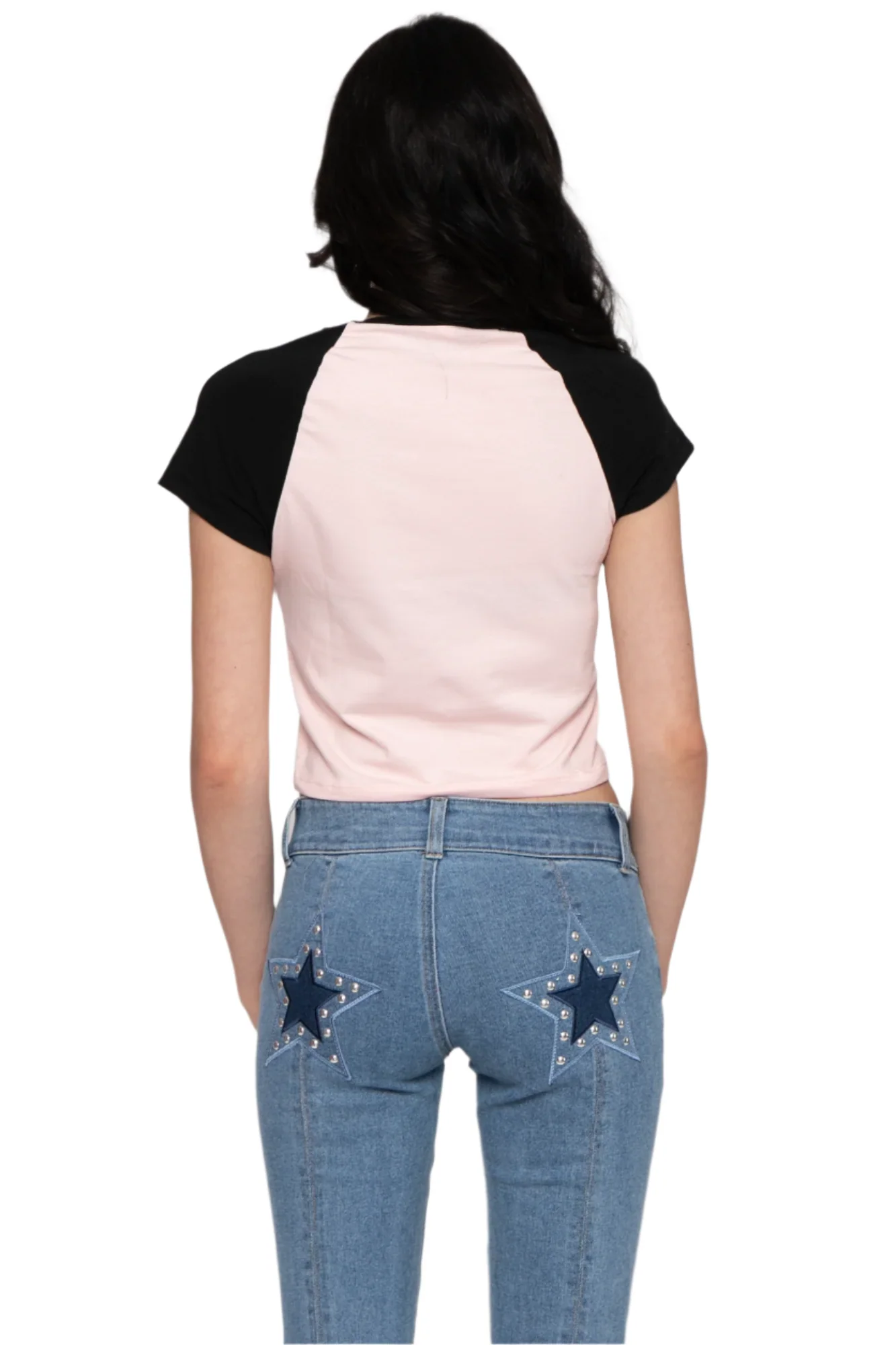 Angel Devil - Bobby Jack Crop Raglan Top - Pink - Image 4