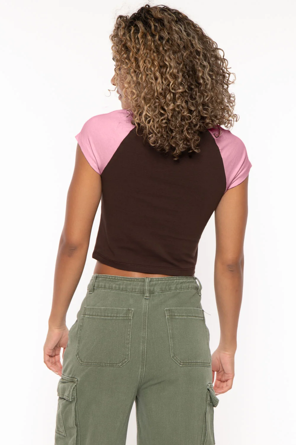 Don't Burst My Bubble - Bobby Jack Crop Raglan Top - Brown - Image 6